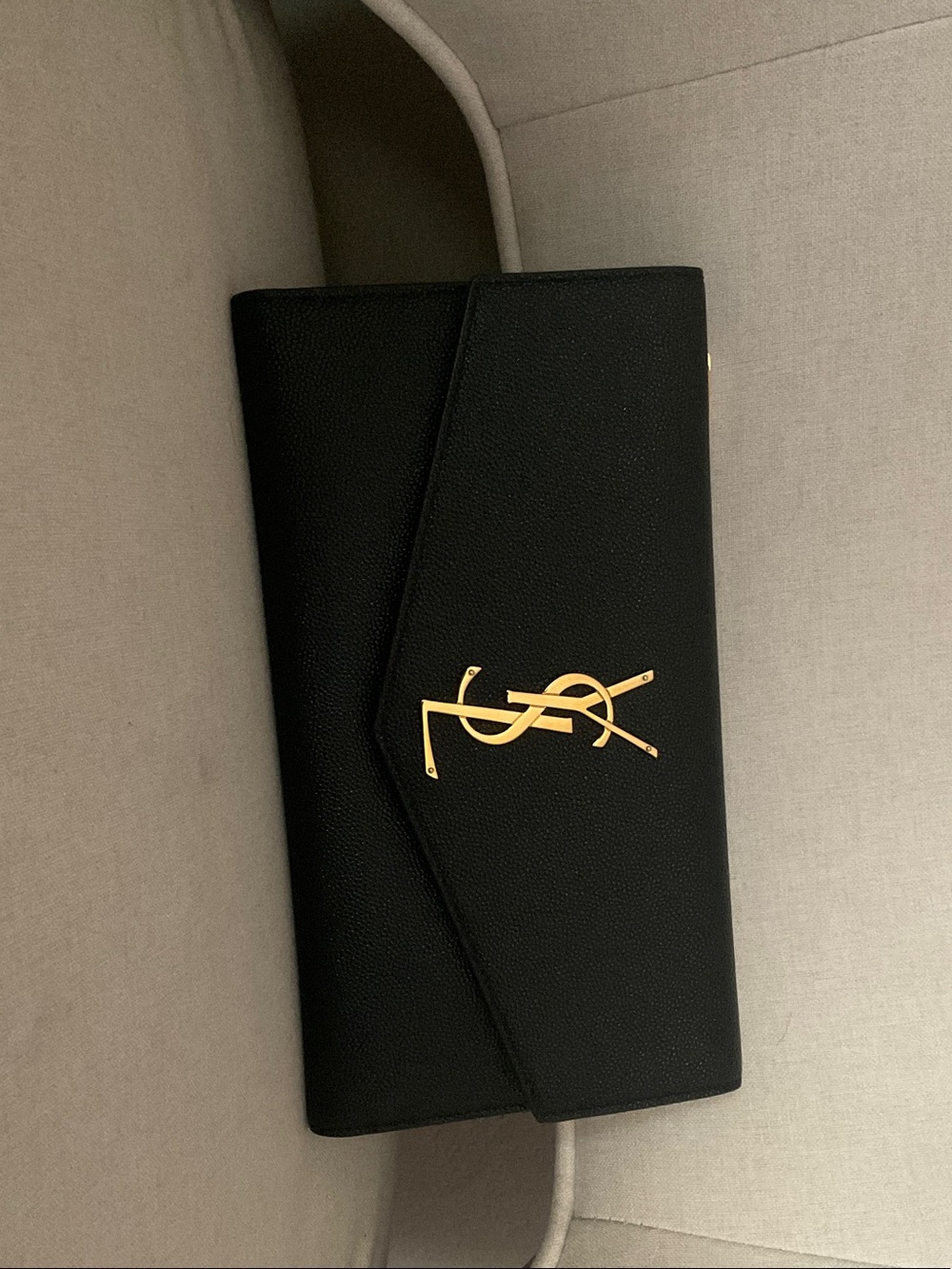 Saint Laurent Black Wallet with Gold YSL Emblem